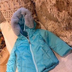 Blue girls winter Jacket fun fur Hood blue gray Gerry 2T New NWOT coat